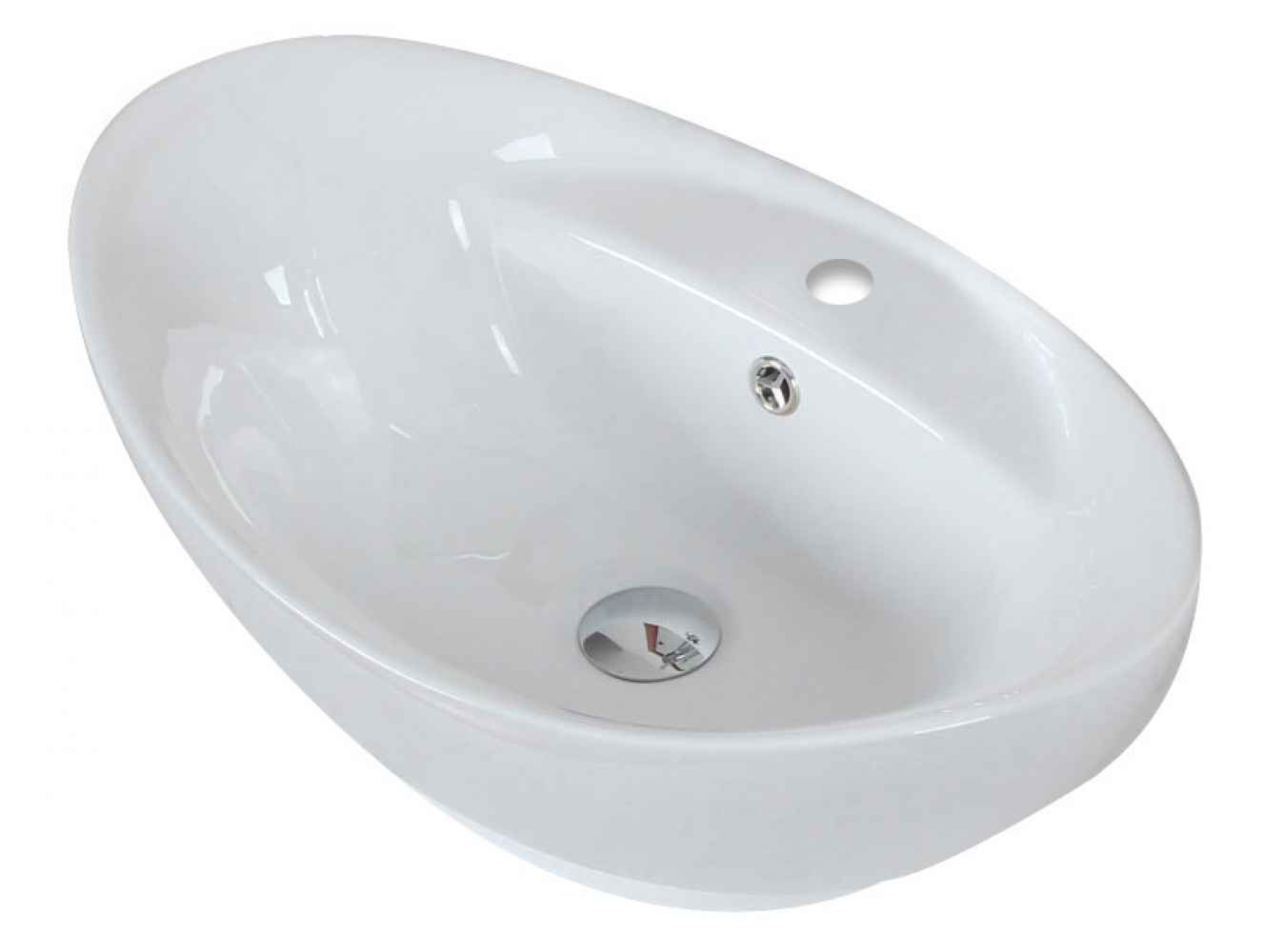 23-in. x 15.25-in. Oval Bathroom Vessel Sink Set White Enamel Glaze