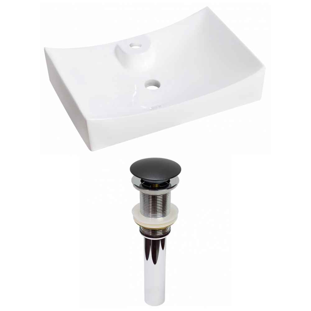 26-in. x 17.75-in. Rectangle Bathroom Vessel Sink Set White Enamel Glaze