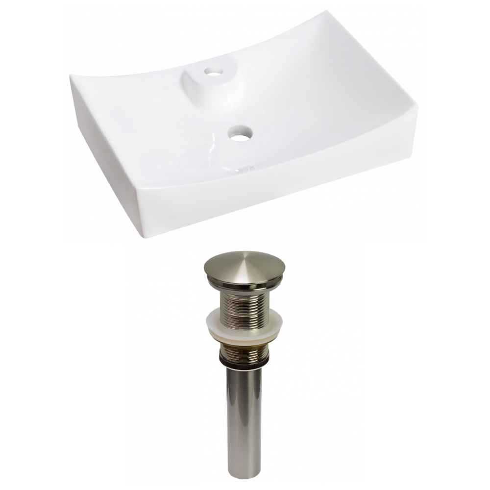 26-in. x 17.75-in. Rectangle Bathroom Vessel Sink Set White Enamel Glaze