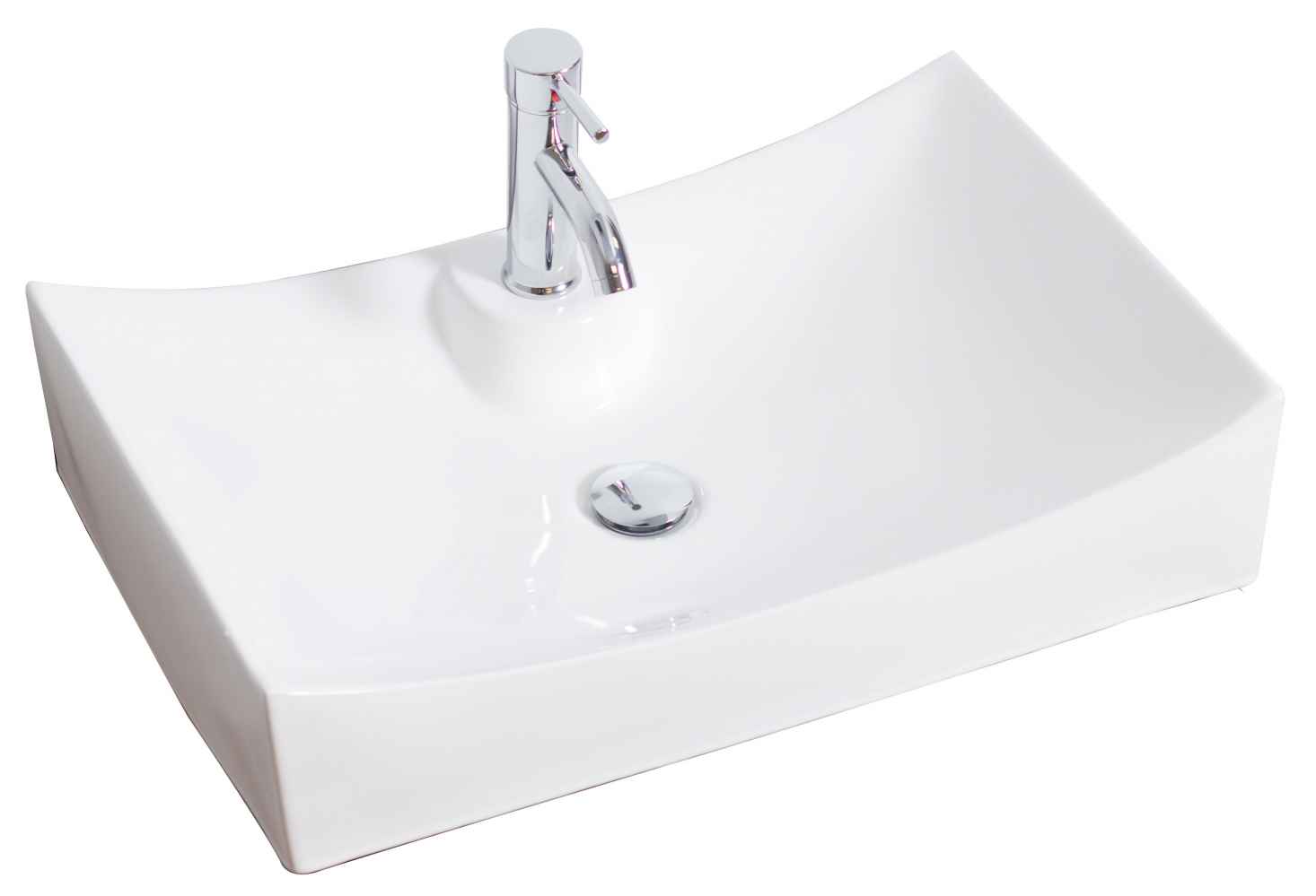 26-in. x 17.75-in. Rectangle Bathroom Vessel Sink Set White Enamel Glaze