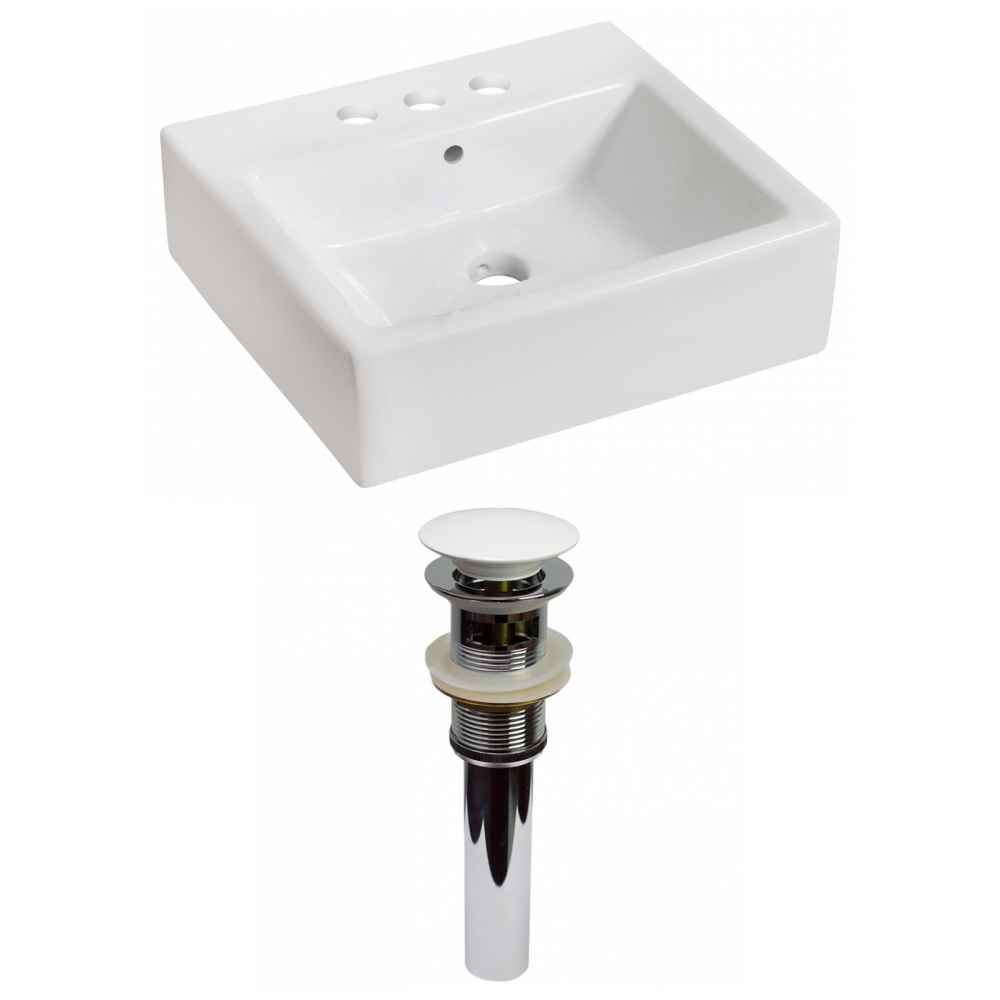 21-in. x 16.5-in. Rectangle Bathroom Vessel Sink Set White Enamel Glaze