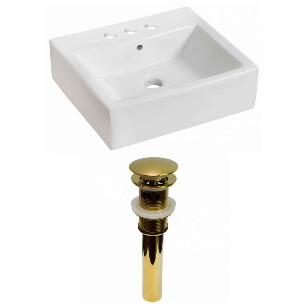 21-in. x 16.5-in. Rectangle Bathroom Vessel Sink Set White Enamel Glaze