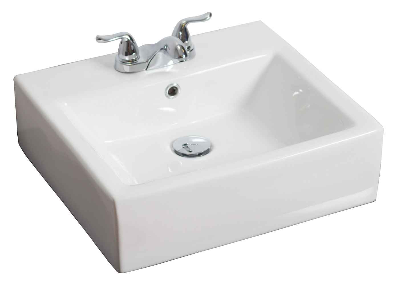 21-in. x 16.5-in. Rectangle Bathroom Vessel Sink Set White Enamel Glaze