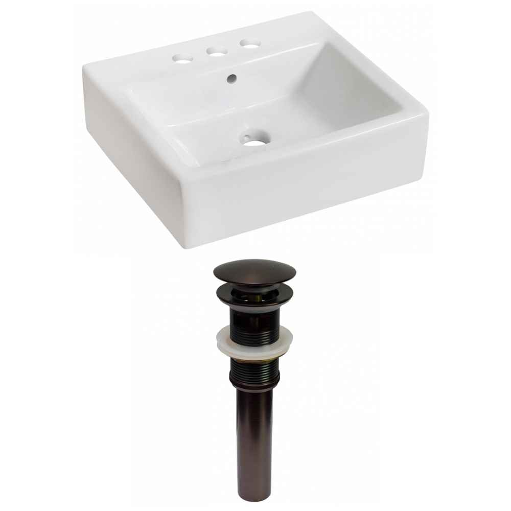21-in. x 16.5-in. Rectangle Bathroom Vessel Sink Set White Enamel Glaze