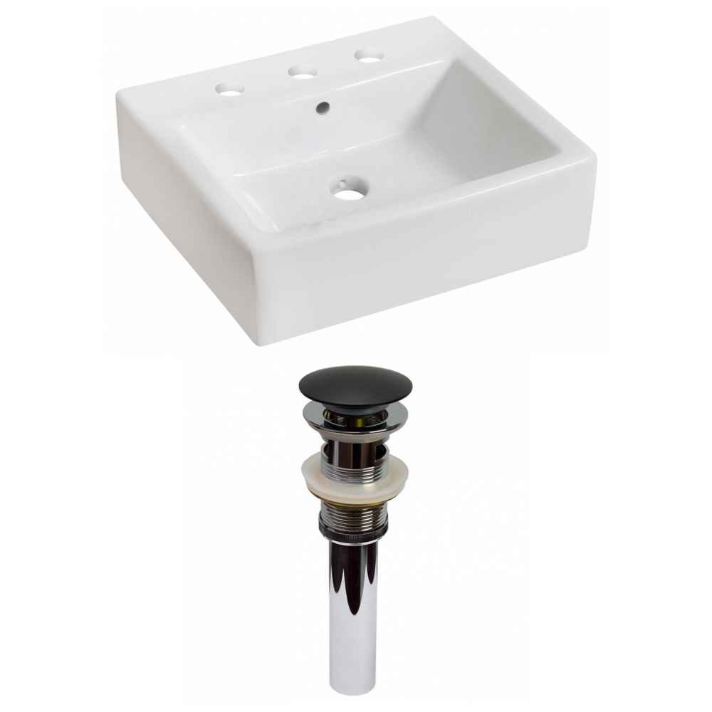 21-in. x 16.5-in. Rectangle Bathroom Vessel Sink Set White Enamel Glaze