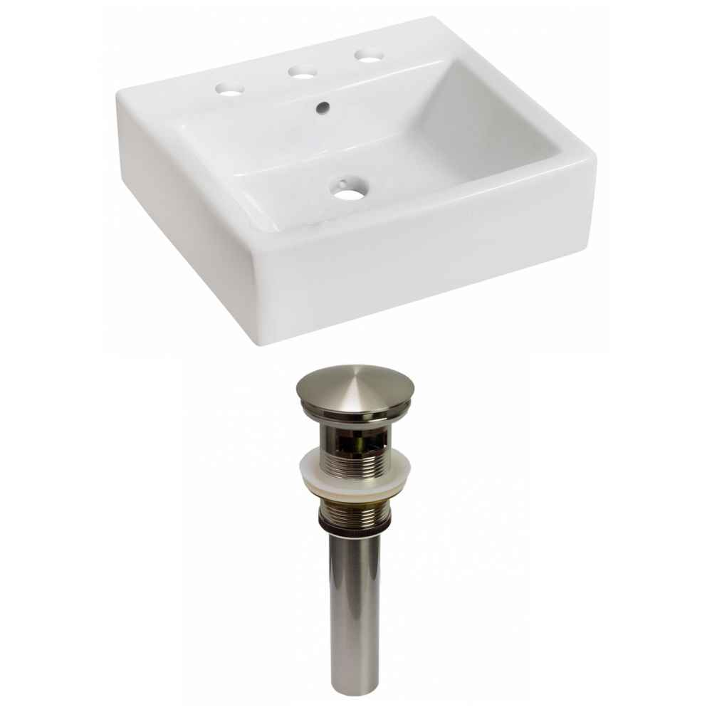 21-in. x 16.5-in. Rectangle Bathroom Vessel Sink Set White Enamel Glaze