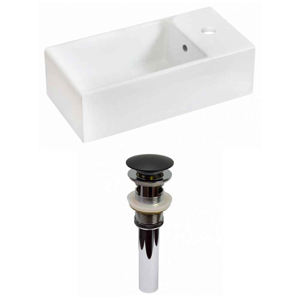 19.25-in. x 9.5-in. Rectangle Bathroom Vessel Sink Set White Enamel Glaze