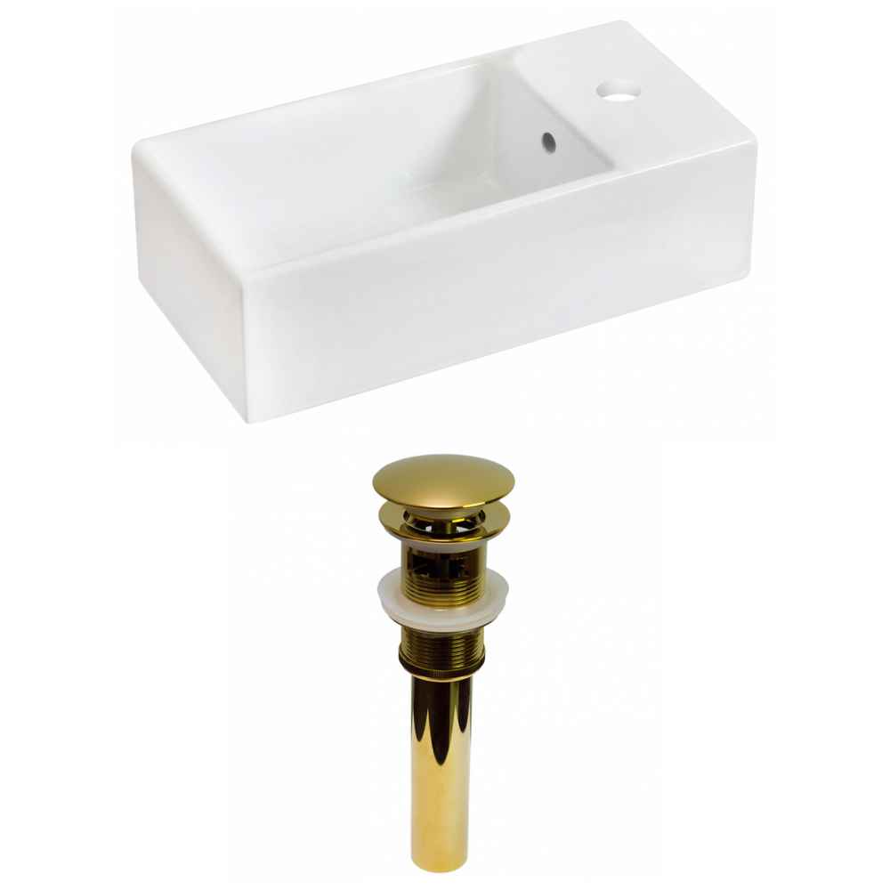 19.25-in. x 9.5-in. Rectangle Bathroom Vessel Sink Set White Enamel Glaze