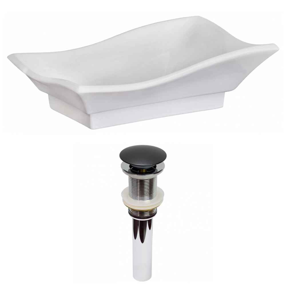 20-in. x 14-in. Unique Bathroom Vessel Sink Set White Enamel Glaze