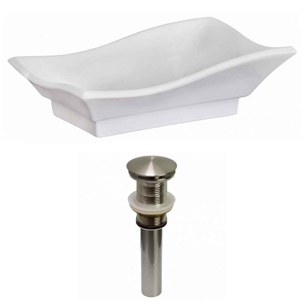 20-in. x 14-in. Unique Bathroom Vessel Sink Set White Enamel Glaze