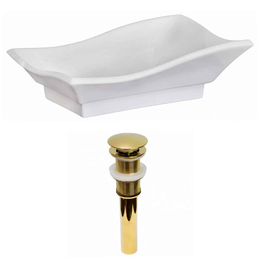 20-in. x 14-in. Unique Bathroom Vessel Sink Set White Enamel Glaze
