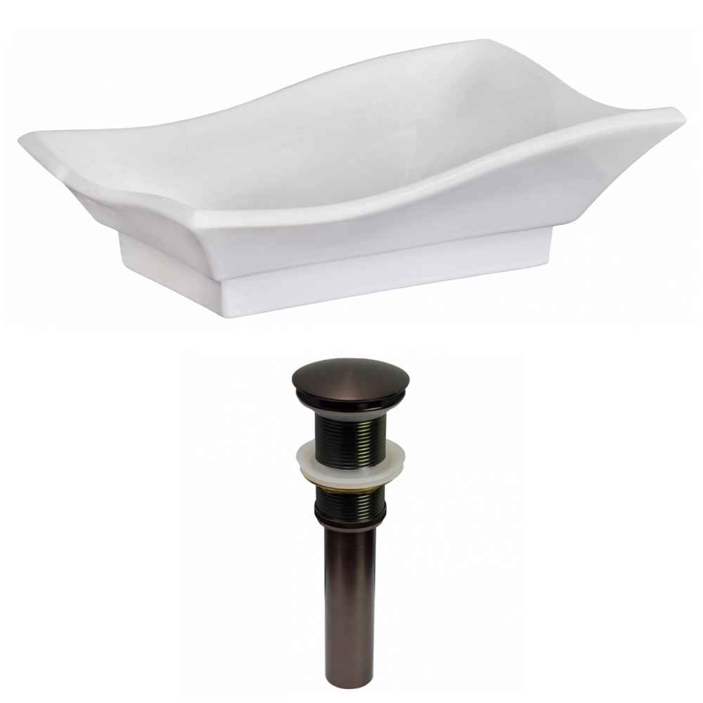20-in. x 14-in. Unique Bathroom Vessel Sink Set White Enamel Glaze