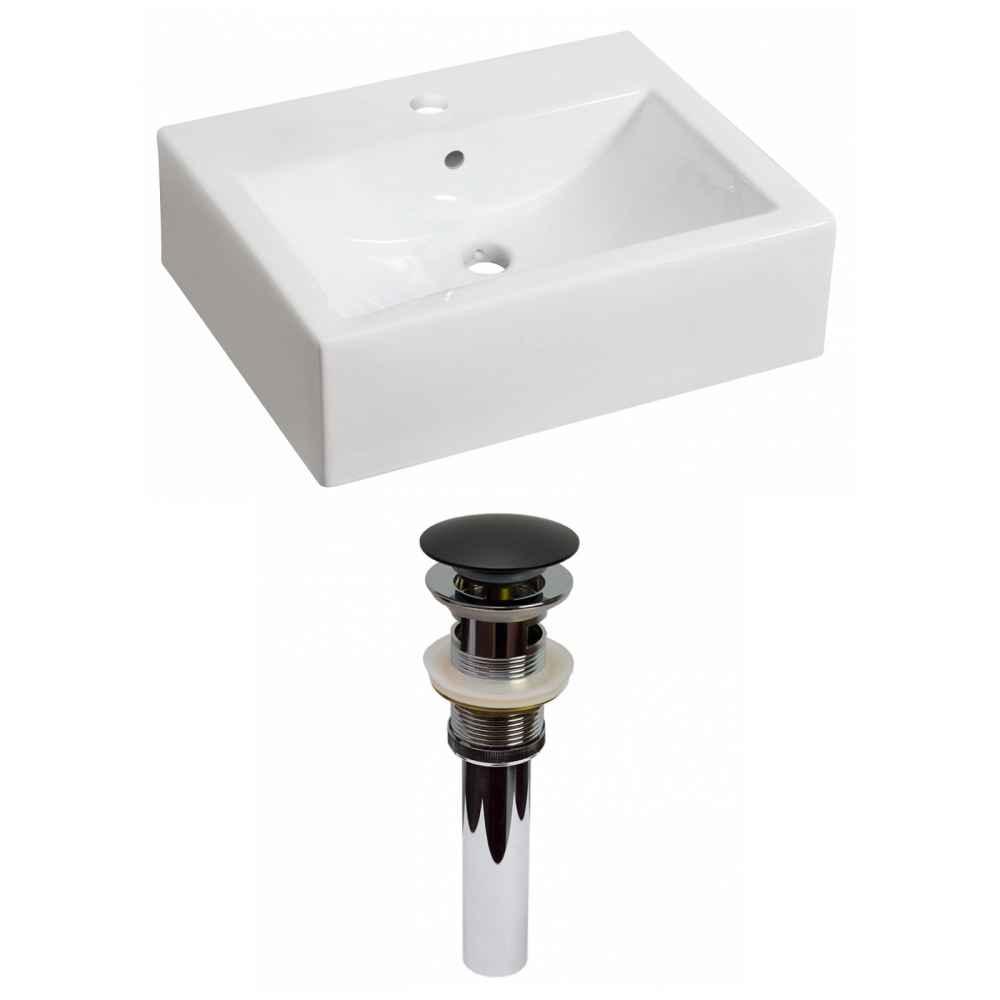 20.25-in. x 16.25-in. Rectangle Bathroom Vessel Sink Set White Enamel Glaze