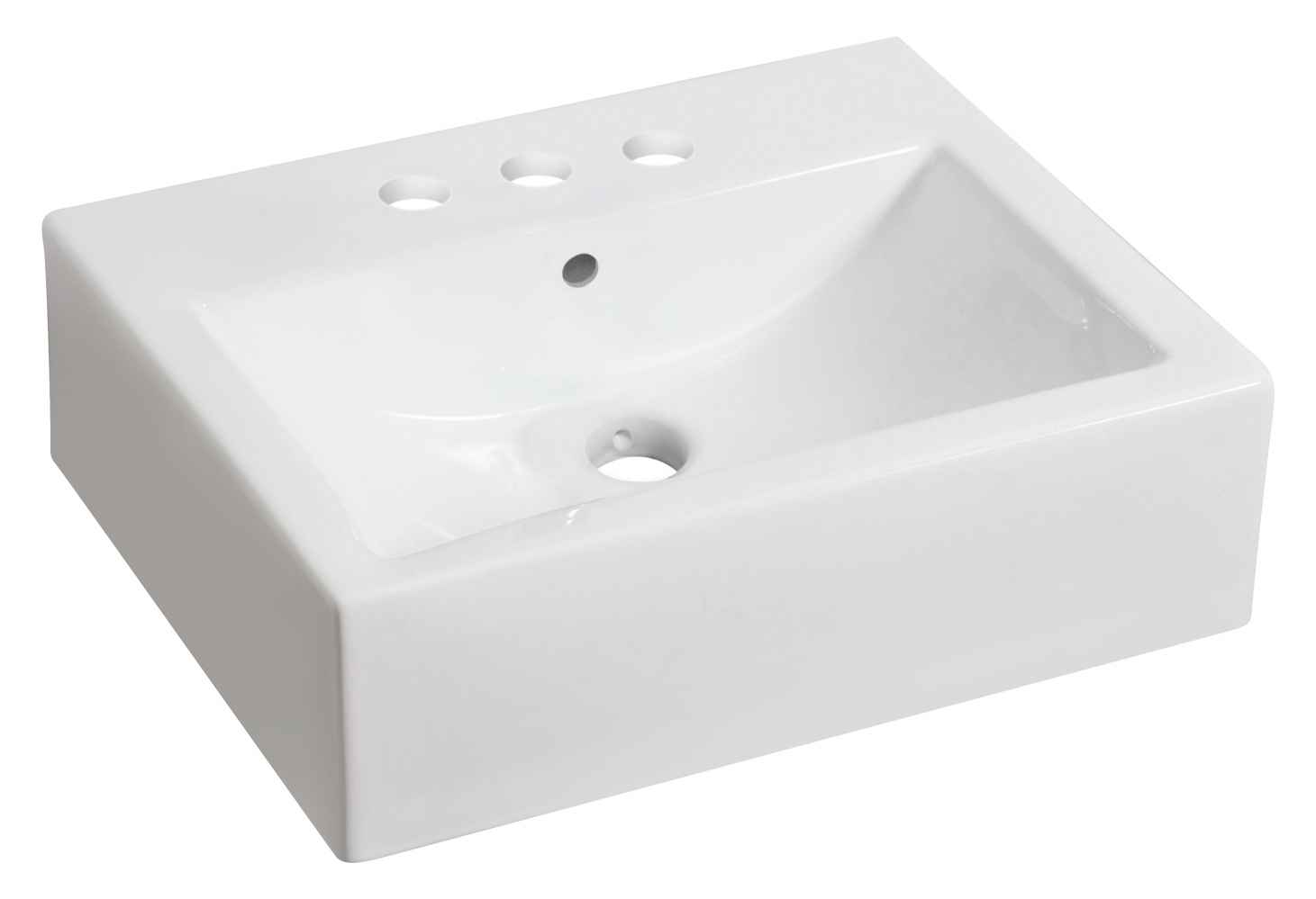 20.25-in. x 16.25-in. Rectangle Bathroom Vessel Sink Set White Enamel Glaze