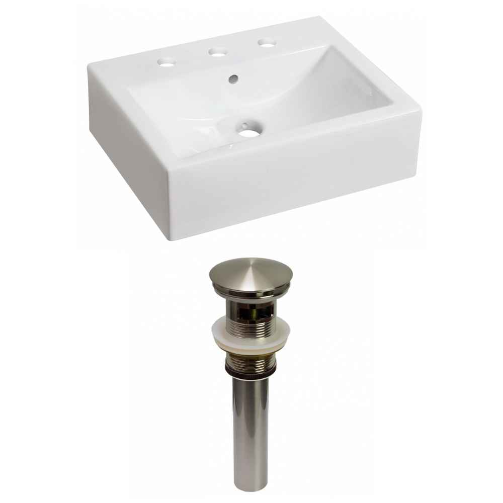 20.25-in. x 16.25-in. Rectangle Bathroom Vessel Sink Set White Enamel Glaze
