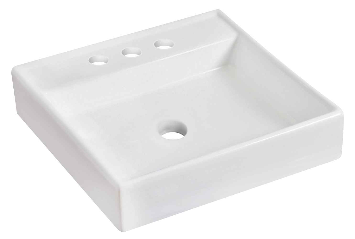 17.5-in. x 17.5-in. Square Bathroom Vessel Sink Set White Enamel Glaze