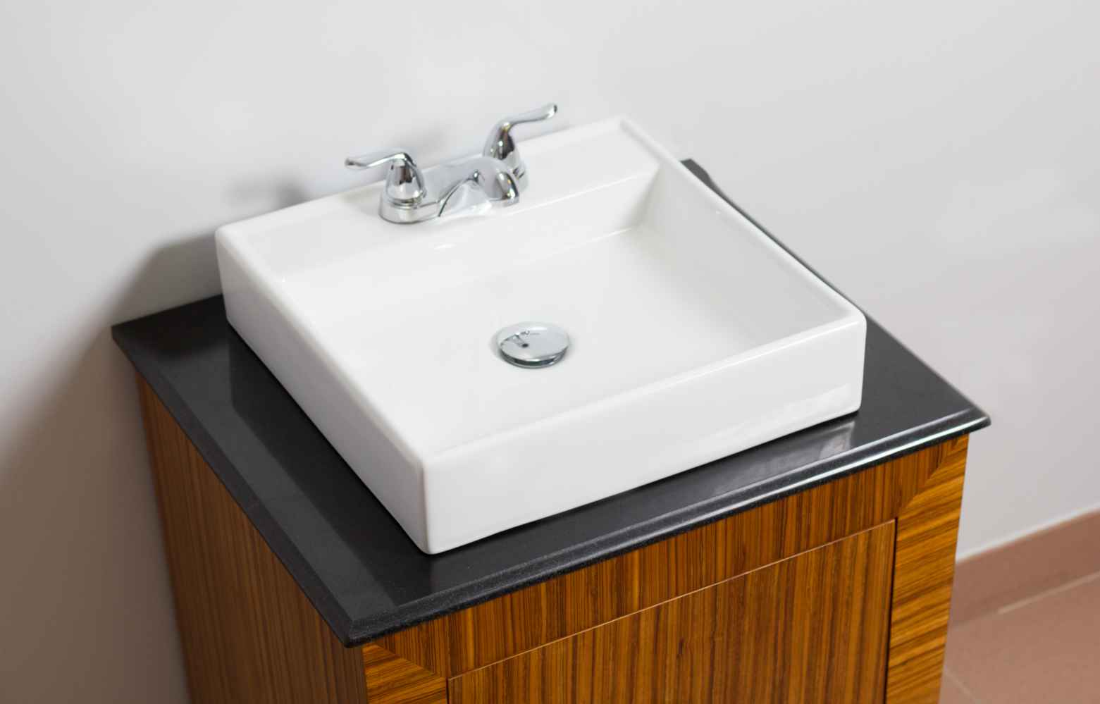17.5-in. x 17.5-in. Square Bathroom Vessel Sink Set White Enamel Glaze