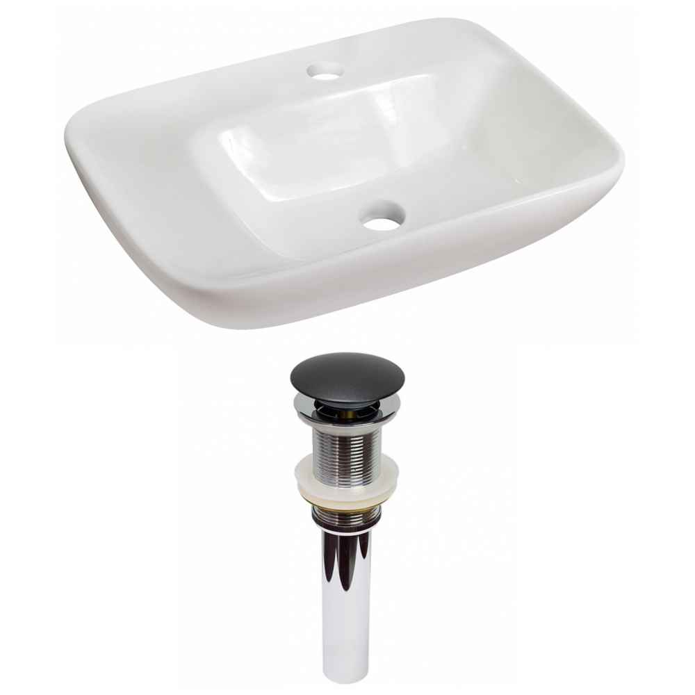 23.5-in. x 17.25-in. Rectangle Bathroom Vessel Sink Set White Enamel Glaze