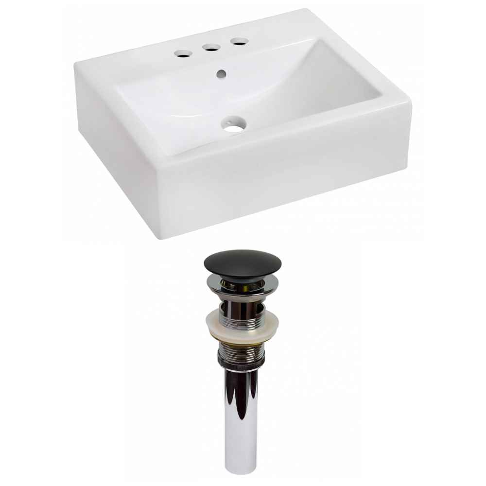 20.25-in. x 16.25-in. Rectangle Bathroom Vessel Sink Set White Enamel Glaze