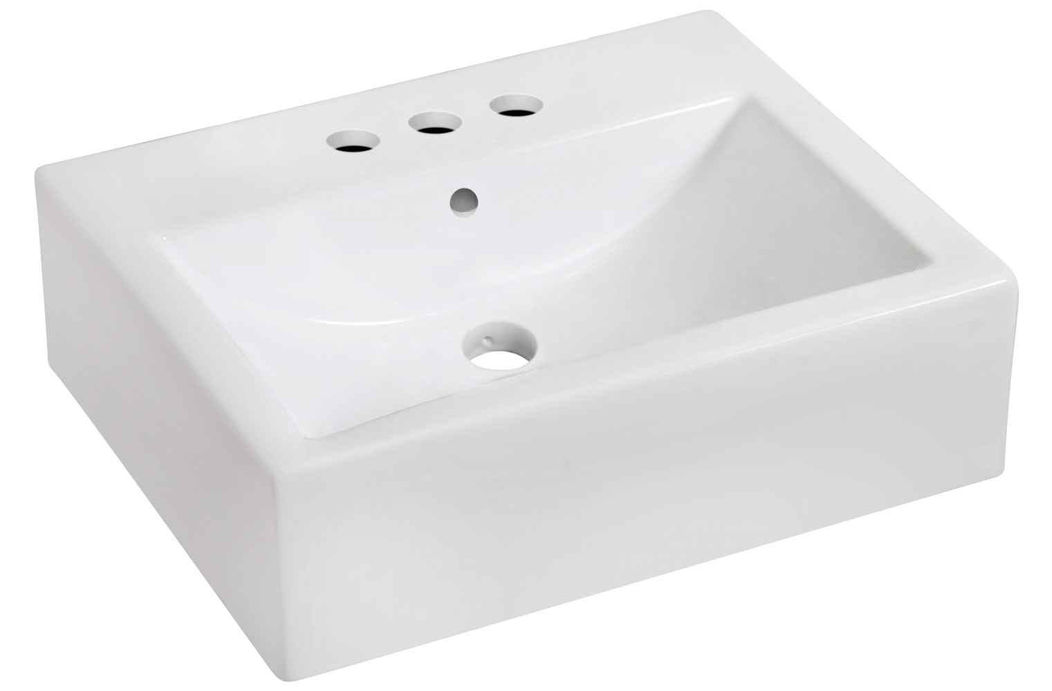 20.25-in. x 16.25-in. Rectangle Bathroom Vessel Sink Set White Enamel Glaze