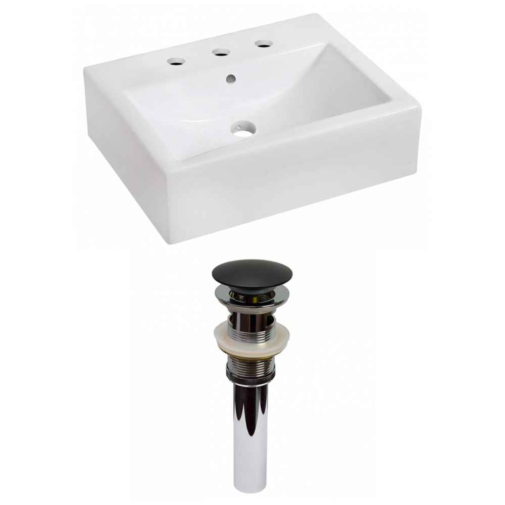 20.25-in. x 16.25-in. Rectangle Bathroom Vessel Sink Set White Enamel Glaze