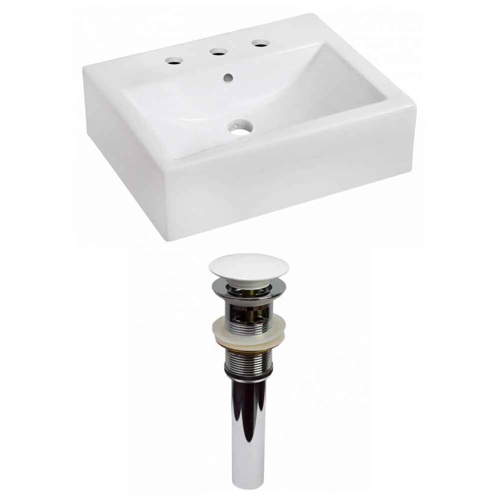 20.25-in. x 16.25-in. Rectangle Bathroom Vessel Sink Set White Enamel Glaze