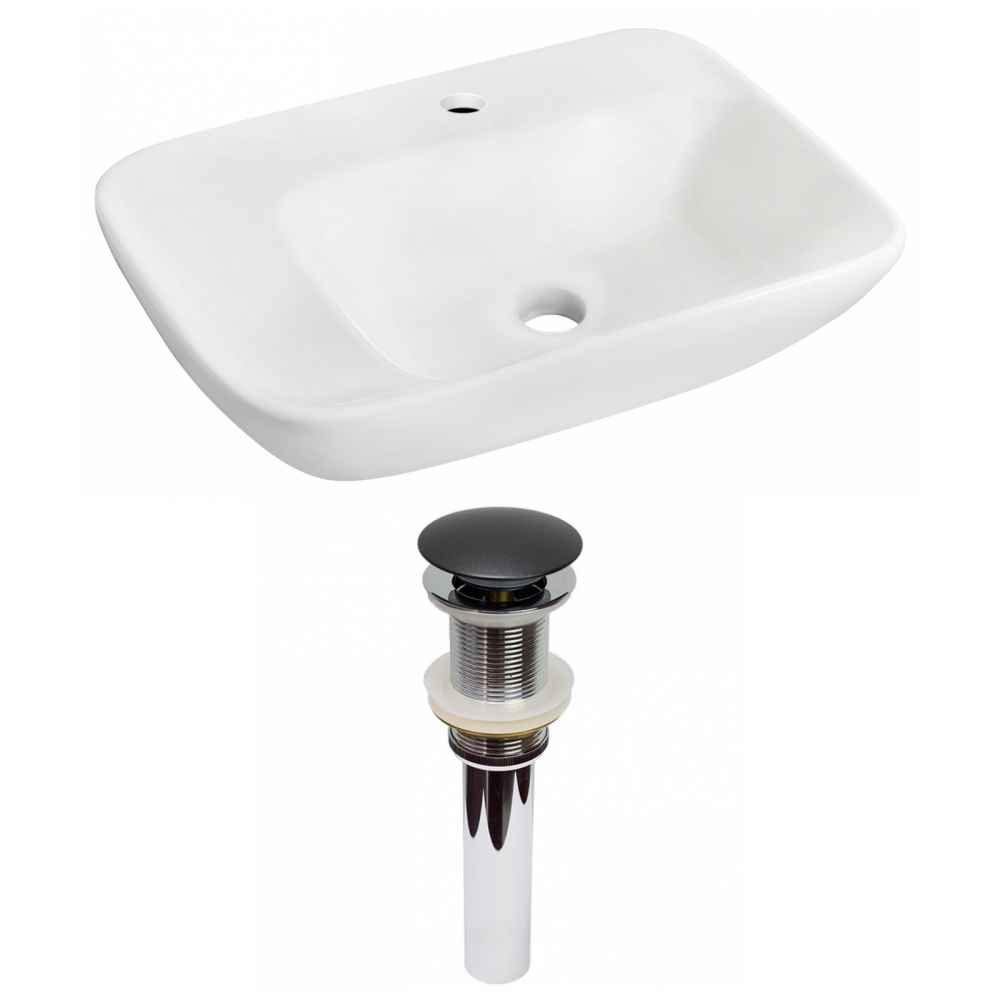 23.5-in. x 17.25-in. Rectangle Bathroom Vessel Sink Set White Enamel Glaze