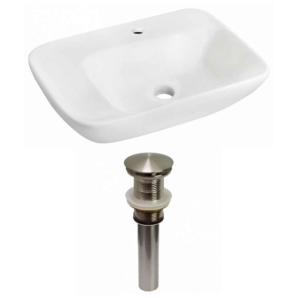 23.5-in. x 17.25-in. Rectangle Bathroom Vessel Sink Set White Enamel Glaze