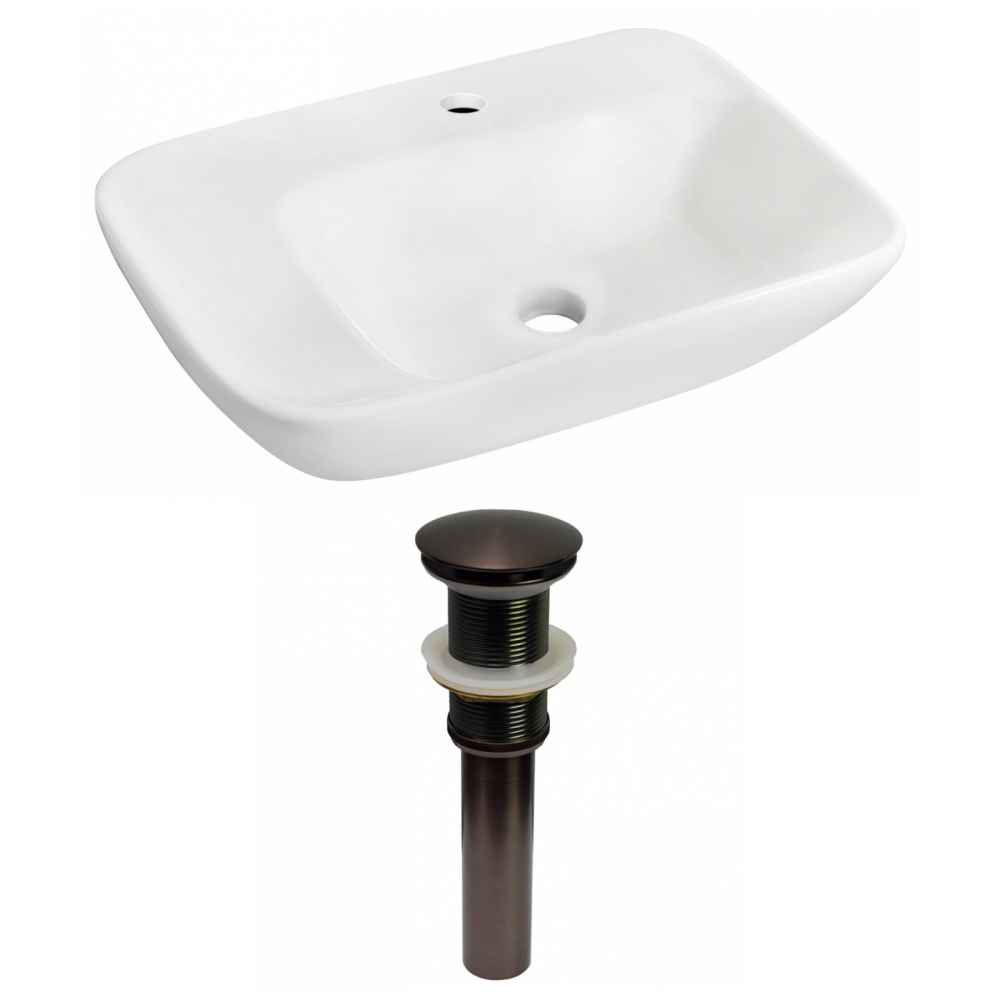 23.5-in. x 17.25-in. Rectangle Bathroom Vessel Sink Set White Enamel Glaze