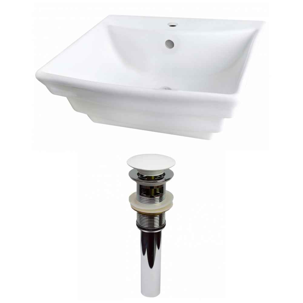 19.75-in. x 17-in. Rectangle Bathroom Vessel Sink Set White Enamel Glaze