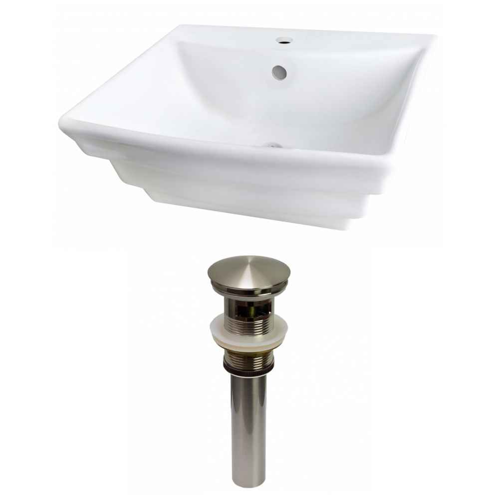 19.75-in. x 17-in. Rectangle Bathroom Vessel Sink Set White Enamel Glaze