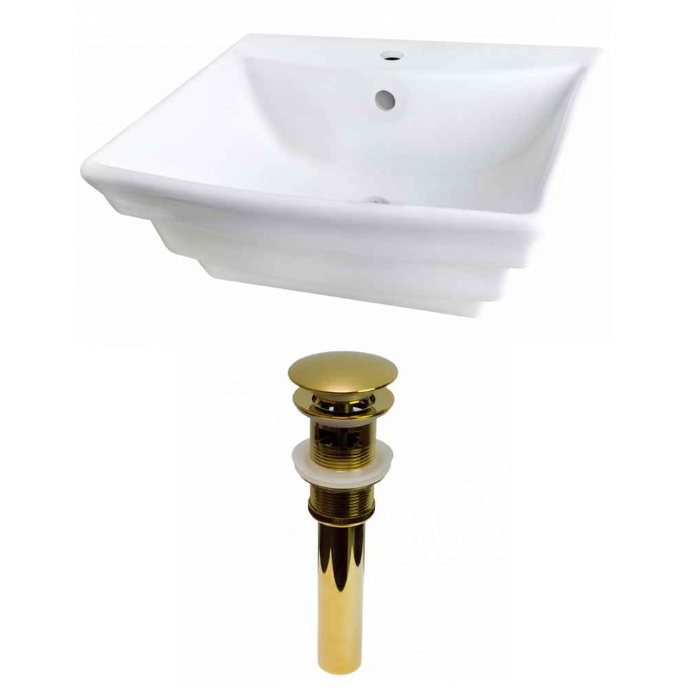 19.75-in. x 17-in. Rectangle Bathroom Vessel Sink Set White Enamel Glaze