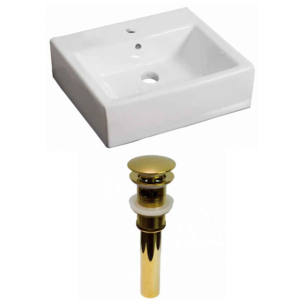 21-in. x 16.5-in. Rectangle Bathroom Vessel Sink Set White Enamel Glaze