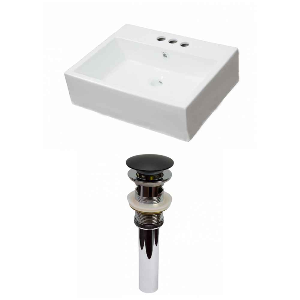 21-in. x 16.5-in. Rectangle Bathroom Vessel Sink Set White Enamel Glaze