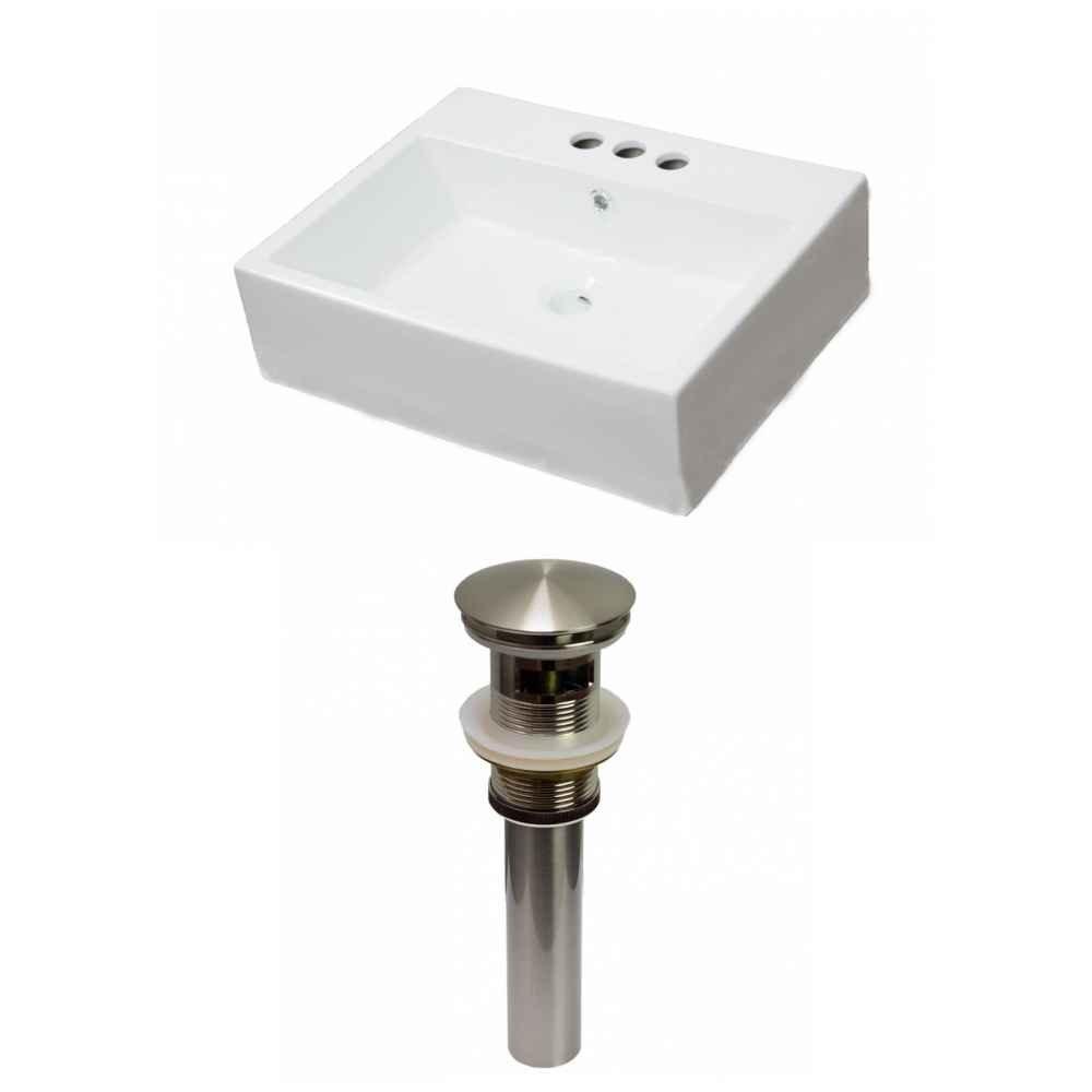 21-in. x 16.5-in. Rectangle Bathroom Vessel Sink Set White Enamel Glaze