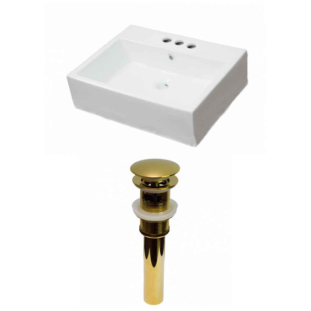 21-in. x 16.5-in. Rectangle Bathroom Vessel Sink Set White Enamel Glaze