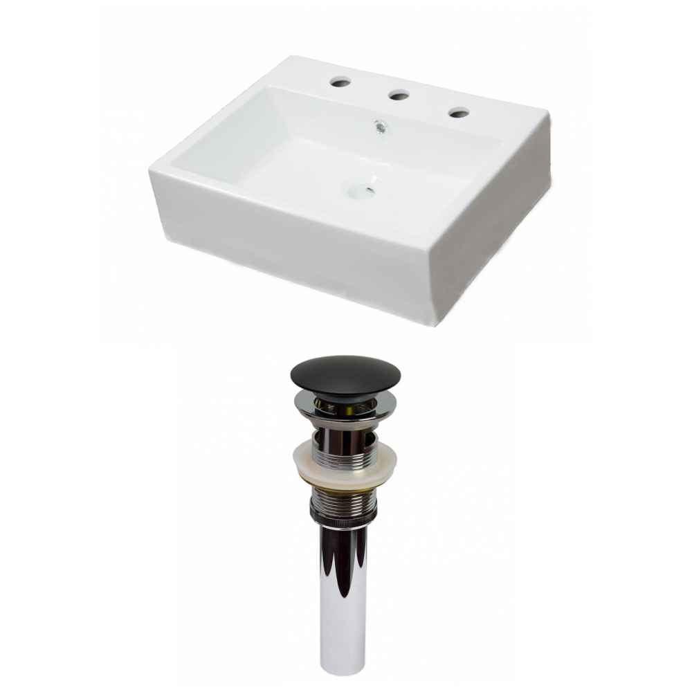 21-in. x 16.5-in. Rectangle Bathroom Vessel Sink Set White Enamel Glaze