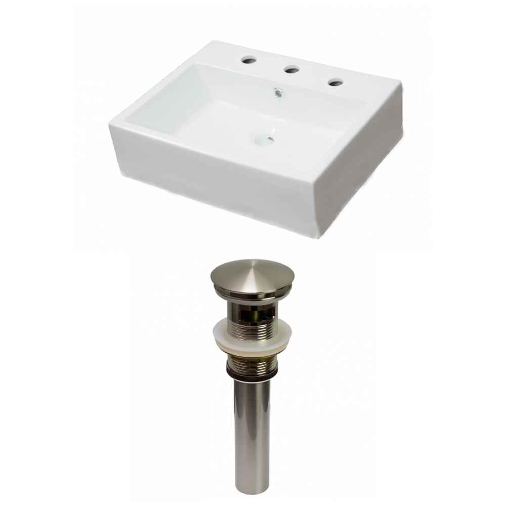 21-in. x 16.5-in. Rectangle Bathroom Vessel Sink Set White Enamel Glaze