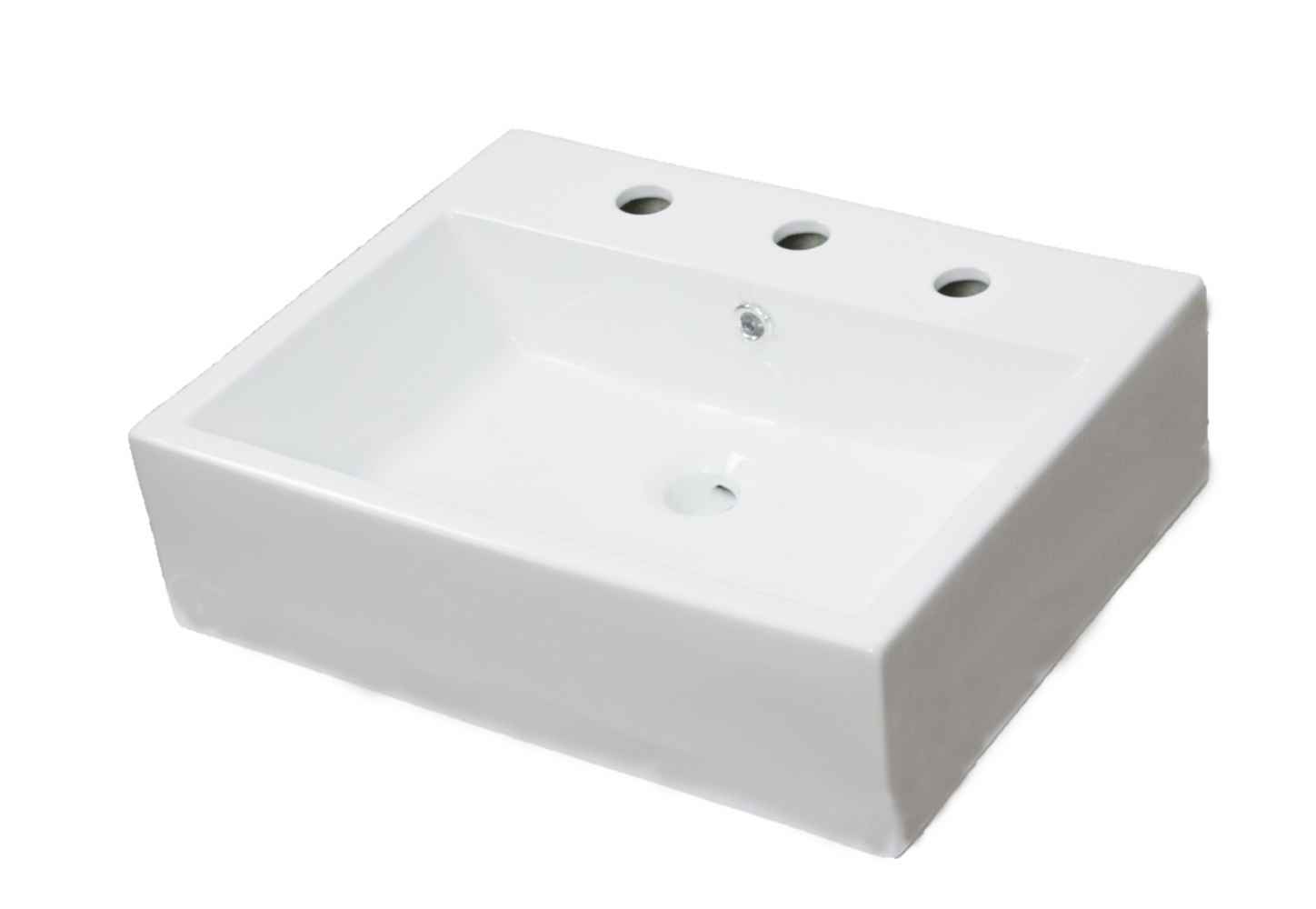 21-in. x 16.5-in. Rectangle Bathroom Vessel Sink Set White Enamel Glaze