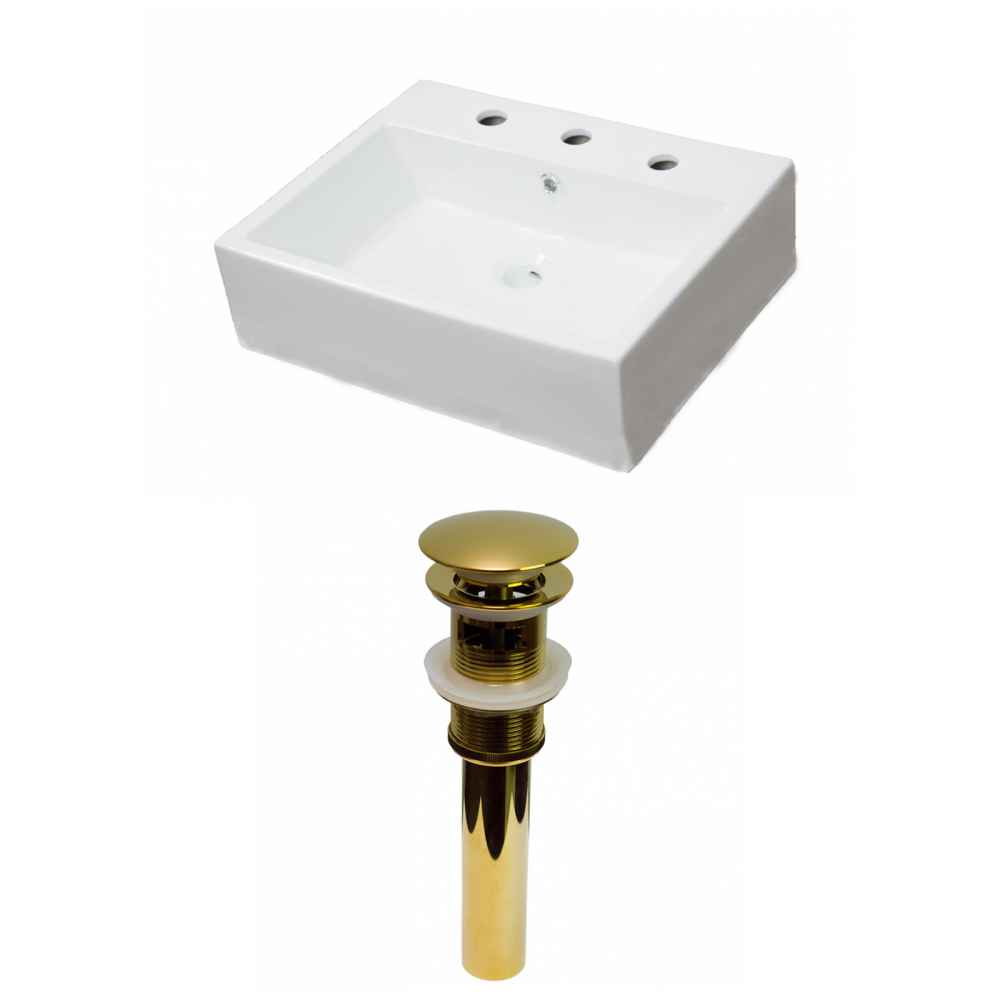 21-in. x 16.5-in. Rectangle Bathroom Vessel Sink Set White Enamel Glaze