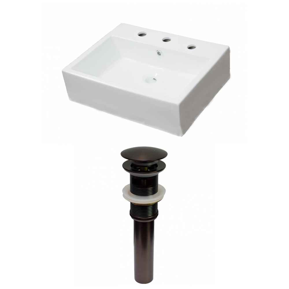 21-in. x 16.5-in. Rectangle Bathroom Vessel Sink Set White Enamel Glaze