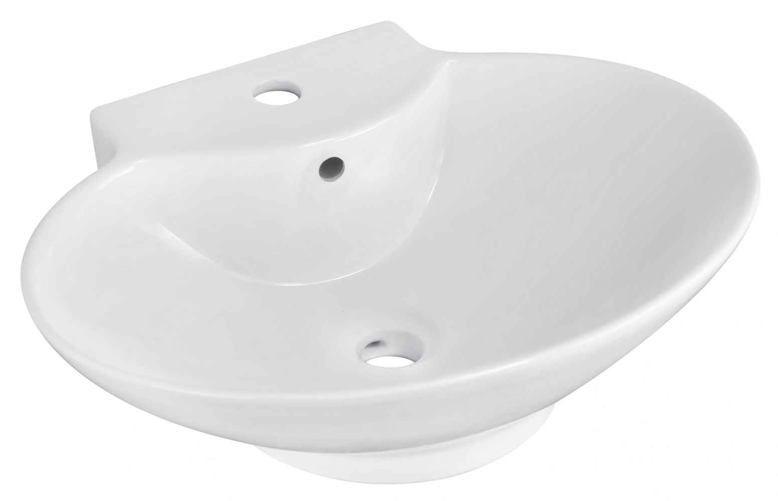 22.75-in. x 17.25-in. Oval Bathroom Vessel Sink Set White Enamel Glaze