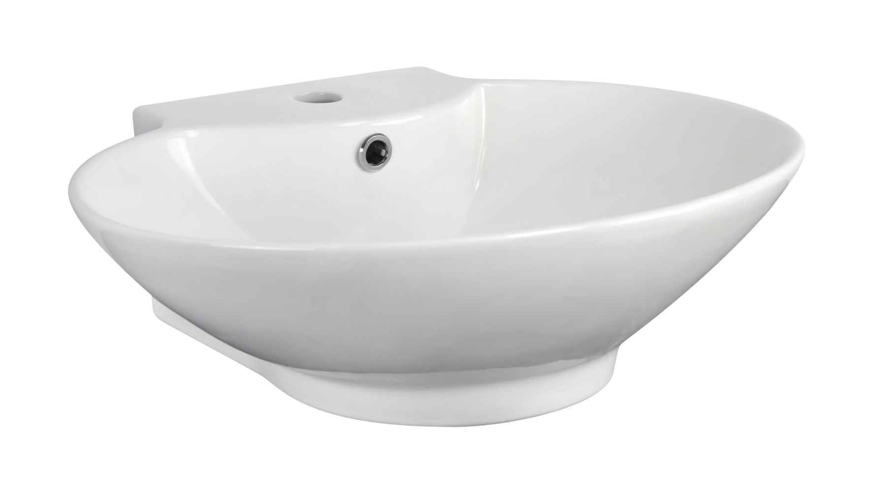 22.75-in. x 17.25-in. Oval Bathroom Vessel Sink Set White Enamel Glaze