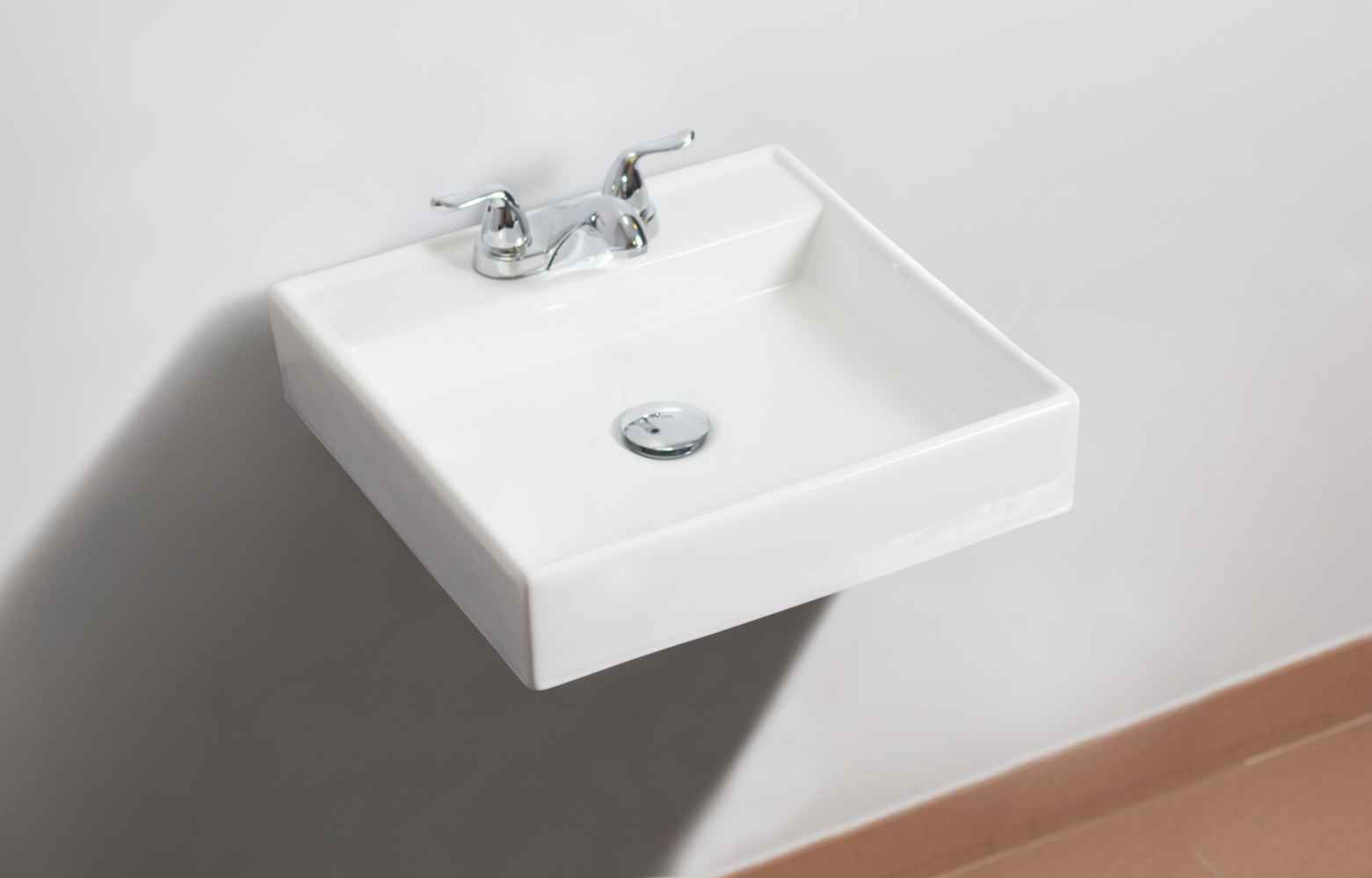 17.5-in. x 17.5-in. Square Bathroom Vessel Sink Set White Enamel Glaze