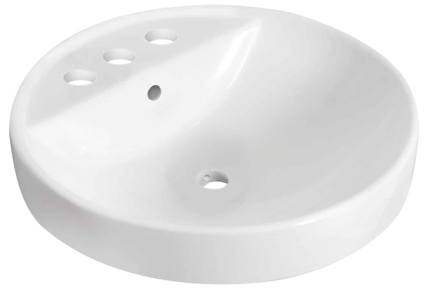 18.25-in. x 18.25-in. Round Bathroom Vessel Sink Set White Enamel Glaze