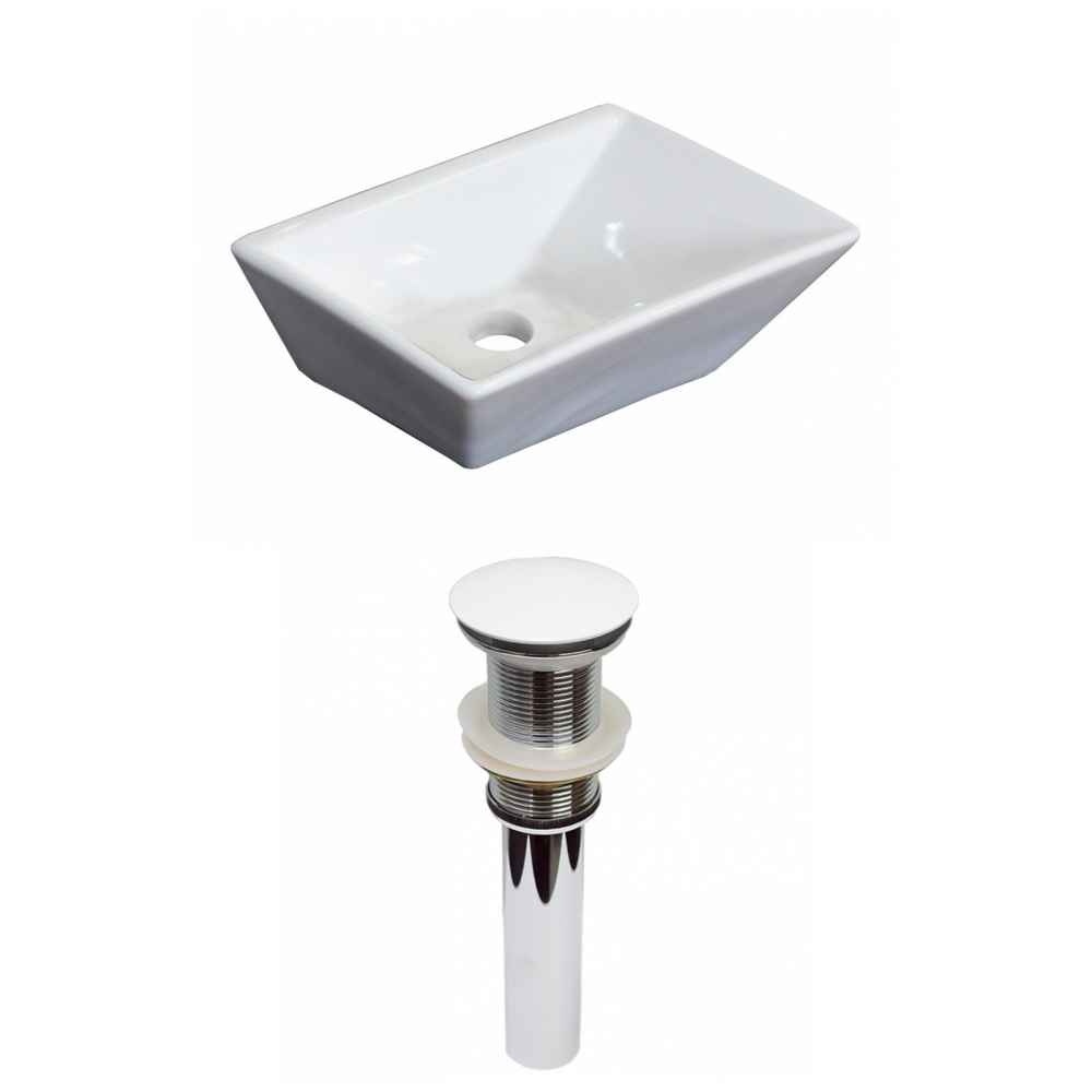 12-in. x 9-in. Rectangle Bathroom Vessel Sink Set White Enamel Glaze