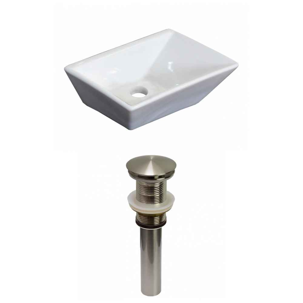 12-in. x 9-in. Rectangle Bathroom Vessel Sink Set White Enamel Glaze