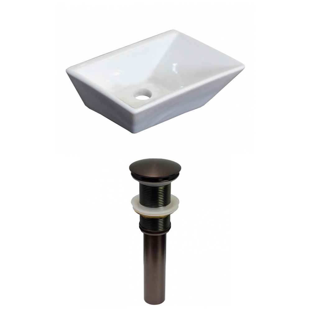 12-in. x 9-in. Rectangle Bathroom Vessel Sink Set White Enamel Glaze