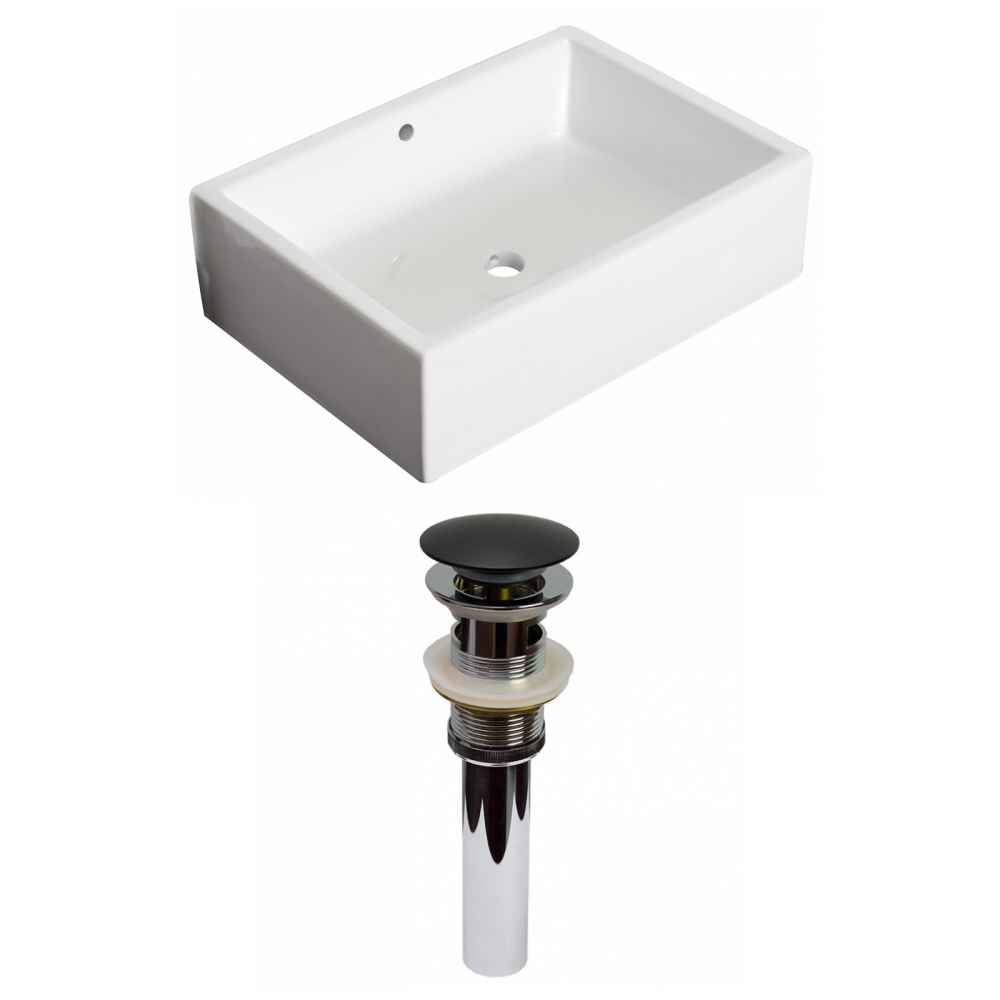 20-in. x 14.25-in. Rectangle Bathroom Vessel Sink Set White Enamel Glaze