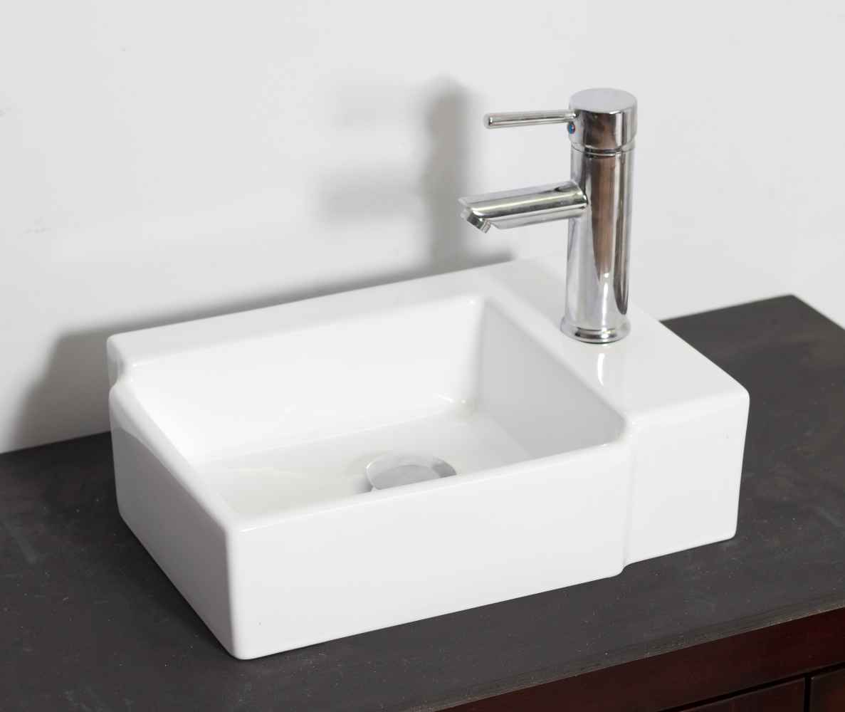16.25-in. x 11.75-in. Rectangle Bathroom Vessel Sink Set White Enamel Glaze
